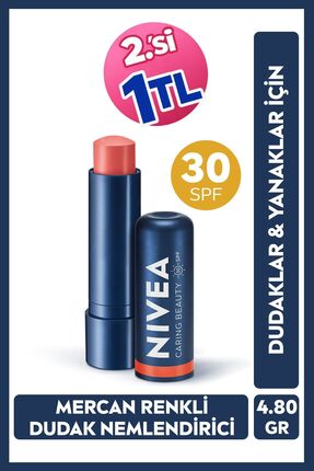 NIVEA Renkli Nemlendirici Dudak Bakım Kremi Mercan 4.8gr,spf30, Allık Etkisi,...