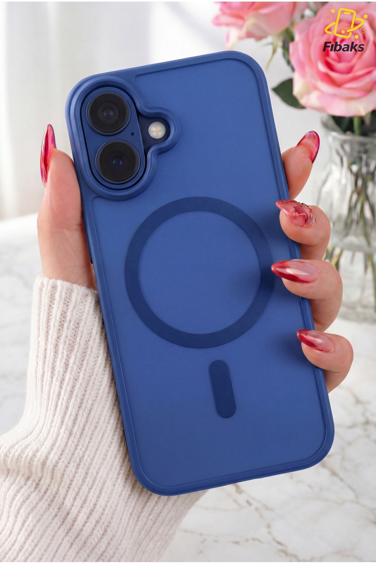iPhone 16 Case Camera Protruding Magsafe Charging Assisted Soft Matte Cover with Sensitive Keys Blue