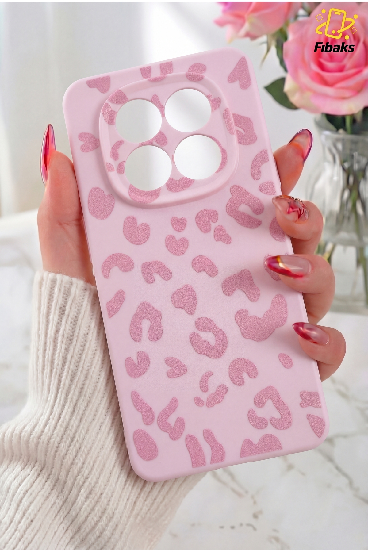 Redmi Note 15 Pro 4G Pink Leopard Patterned Silicone Cover