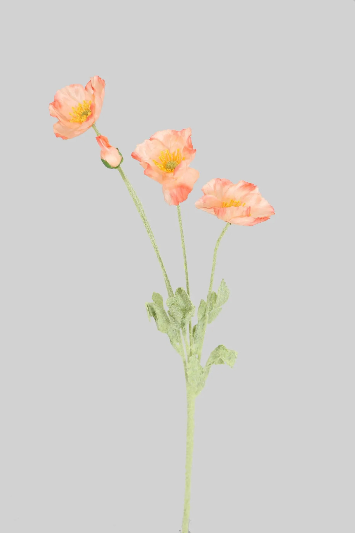 Artificial Flower 4 Poppy Branch 60 cm Salmon