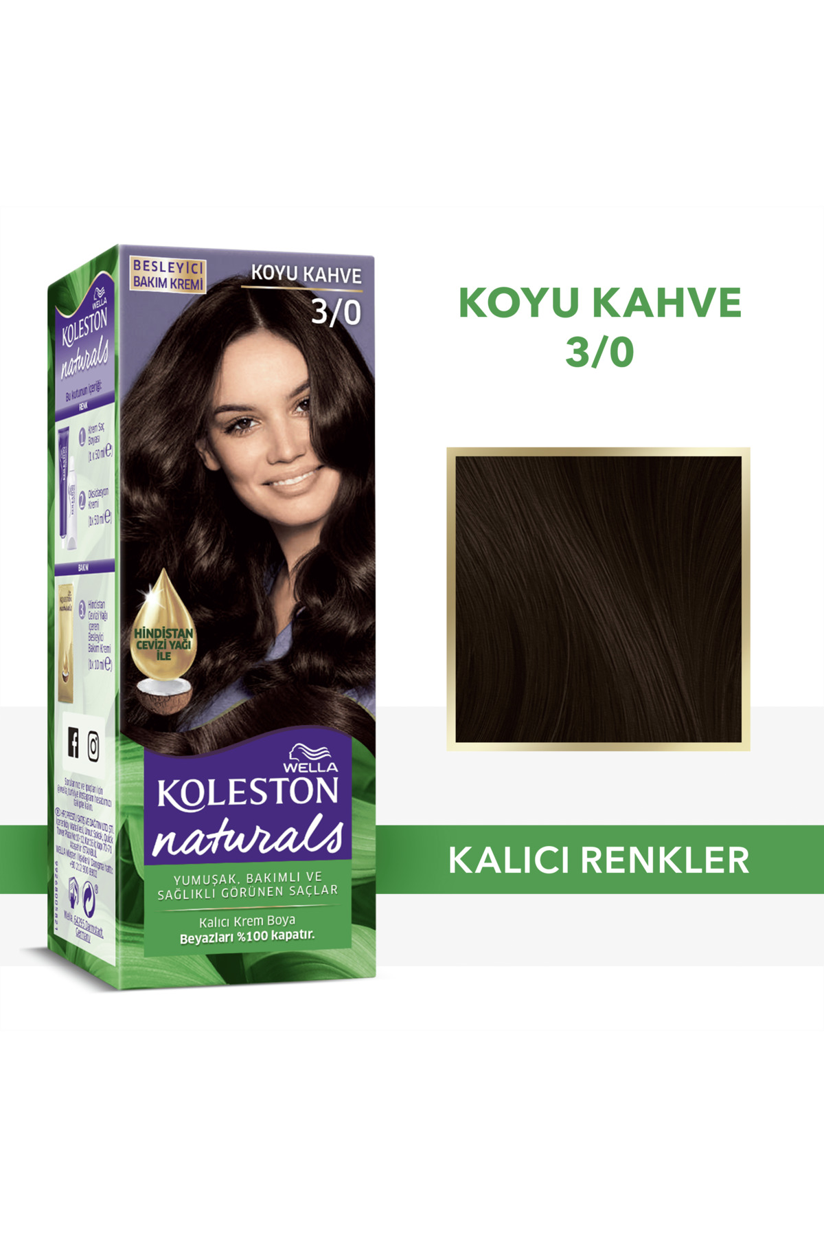 Wella Koleston Naturals 3/0 Koyu Kahve Saç Boyası