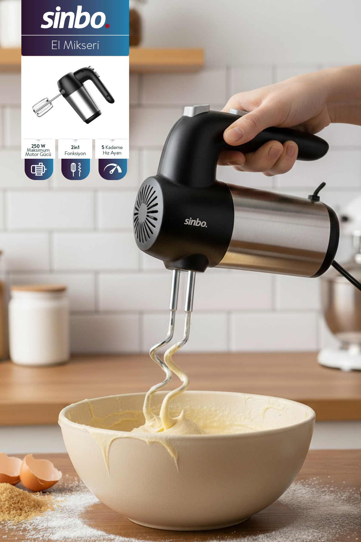 SMX-2774 Hand Mixer – 250W, 5-Stage Speed