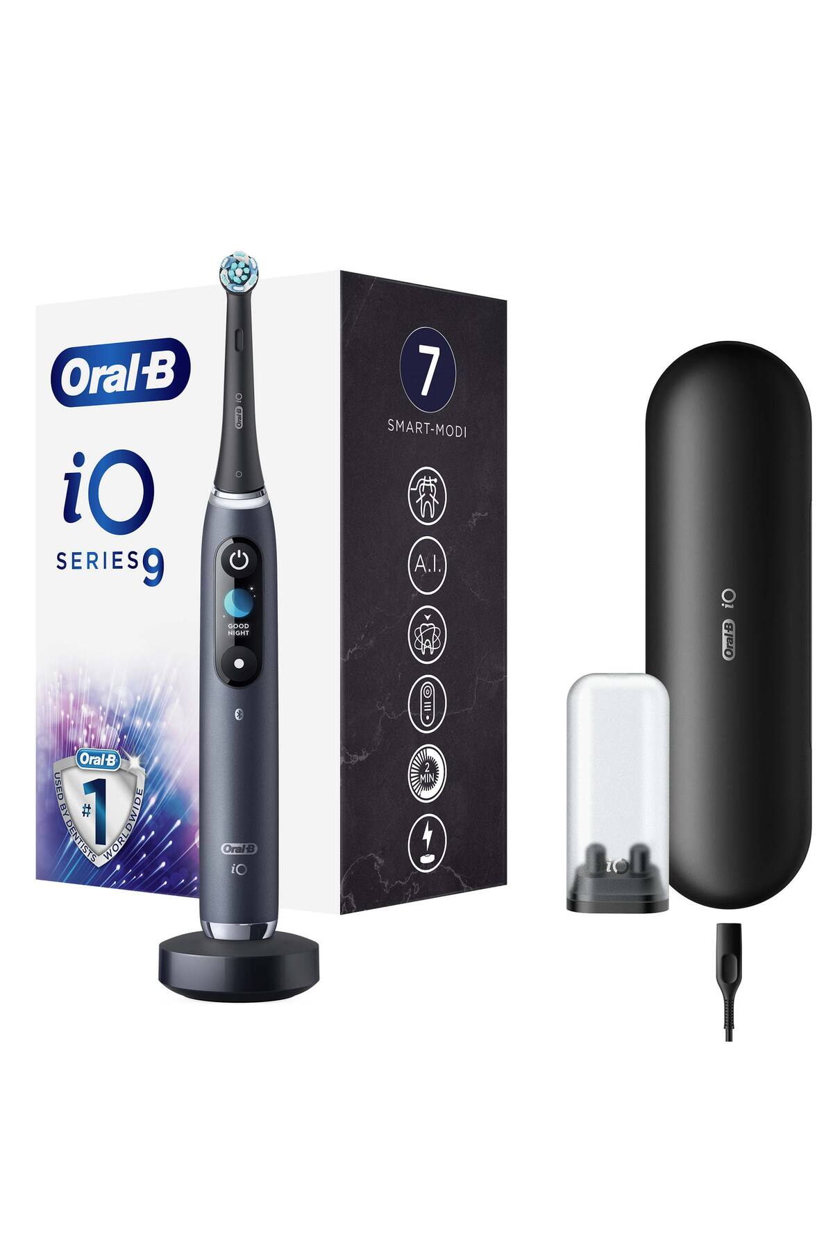 Oral-B iO9 Şarjlı Elektrikli Diş Fırçası, 1 Fırça Başlığı, Hızlı Manyetik Şarj Cihazı Uzun Ömürlü Pil + Kab - Fiyatı, Yorumları