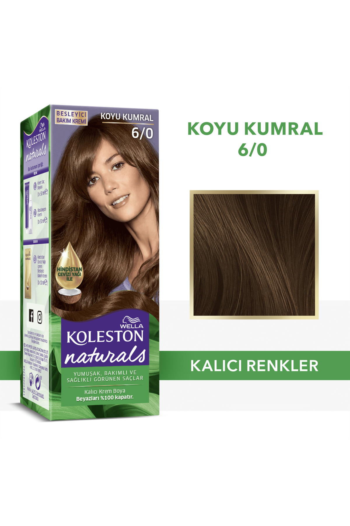 Wella Koleston Naturals 6/0 Koyu Kumral Saç Boyası — مشکی KtWModel13-T