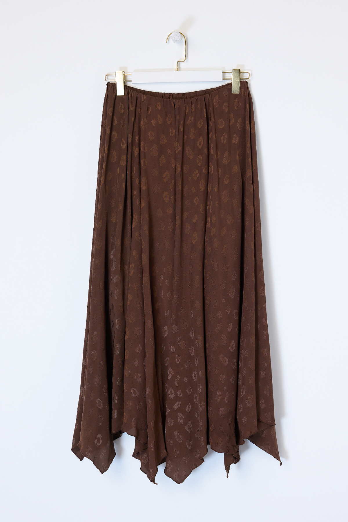 Trendyolmilla  Kahverengi Parçalı Jakarlı Keten Karışımlı Etek TDRSS26ET00033 - Görsel 2