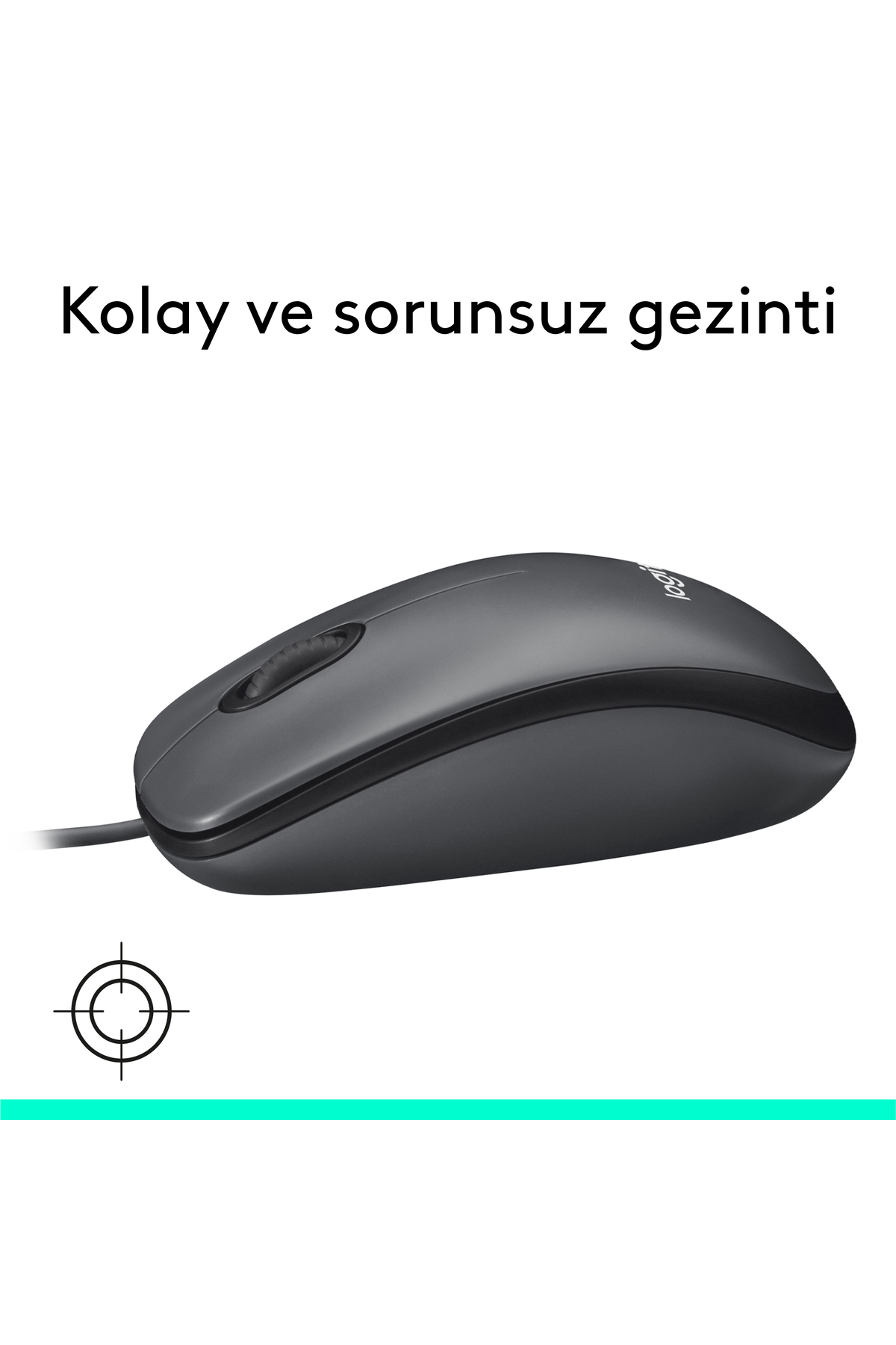 M100 USB Kablolu 1000 DPI Mouse, Siyah 910-006652 8