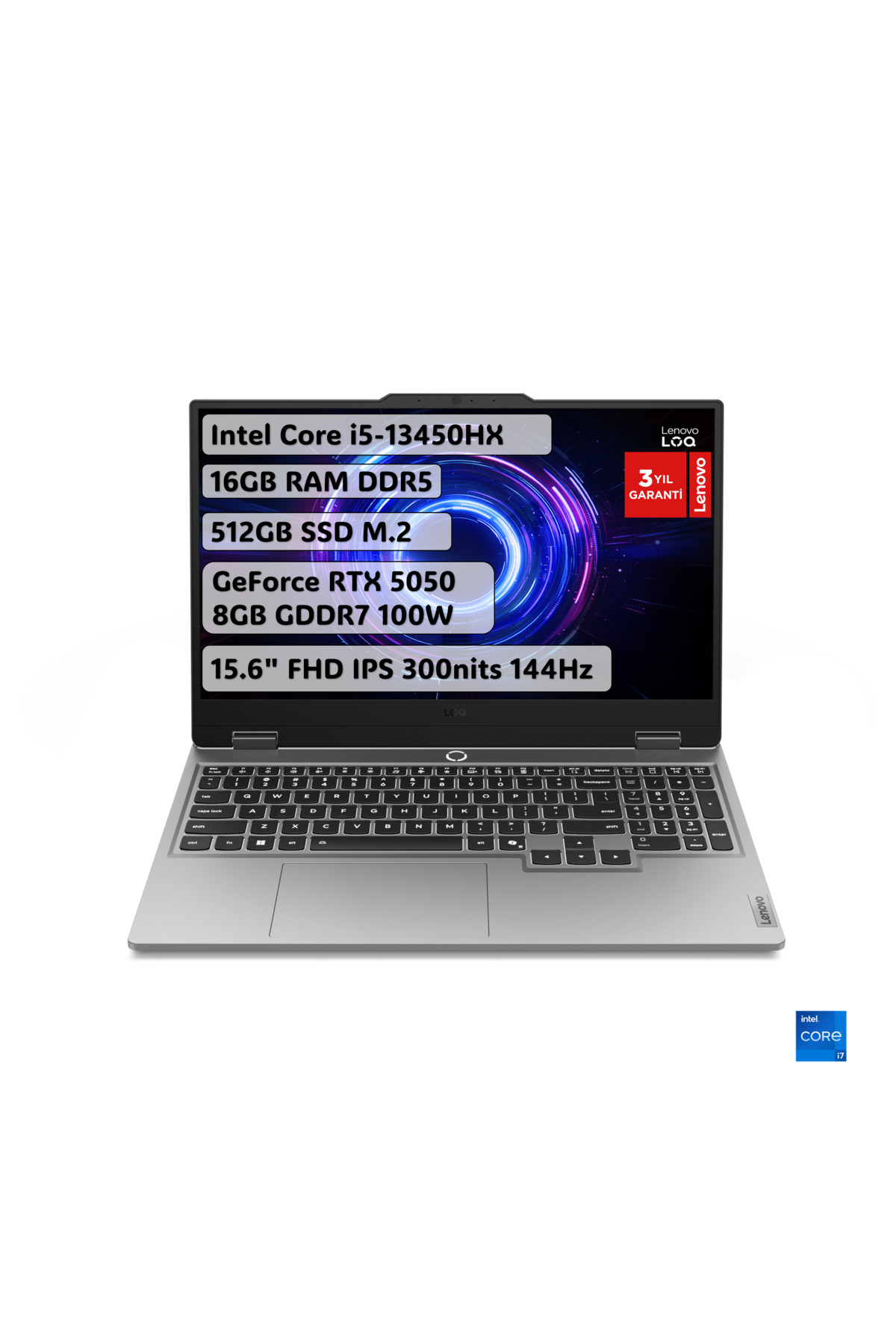 LENOVO LOQ Intel Core i5-13450HX 16GB 512GB 15.6" FHD 144Hz RTX5050 8GB 100W ...