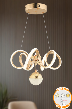 Dekorluna Modern Vega Gold 3 Renk Işık Özellikli Power Led Kaplama Sarkıt Led...