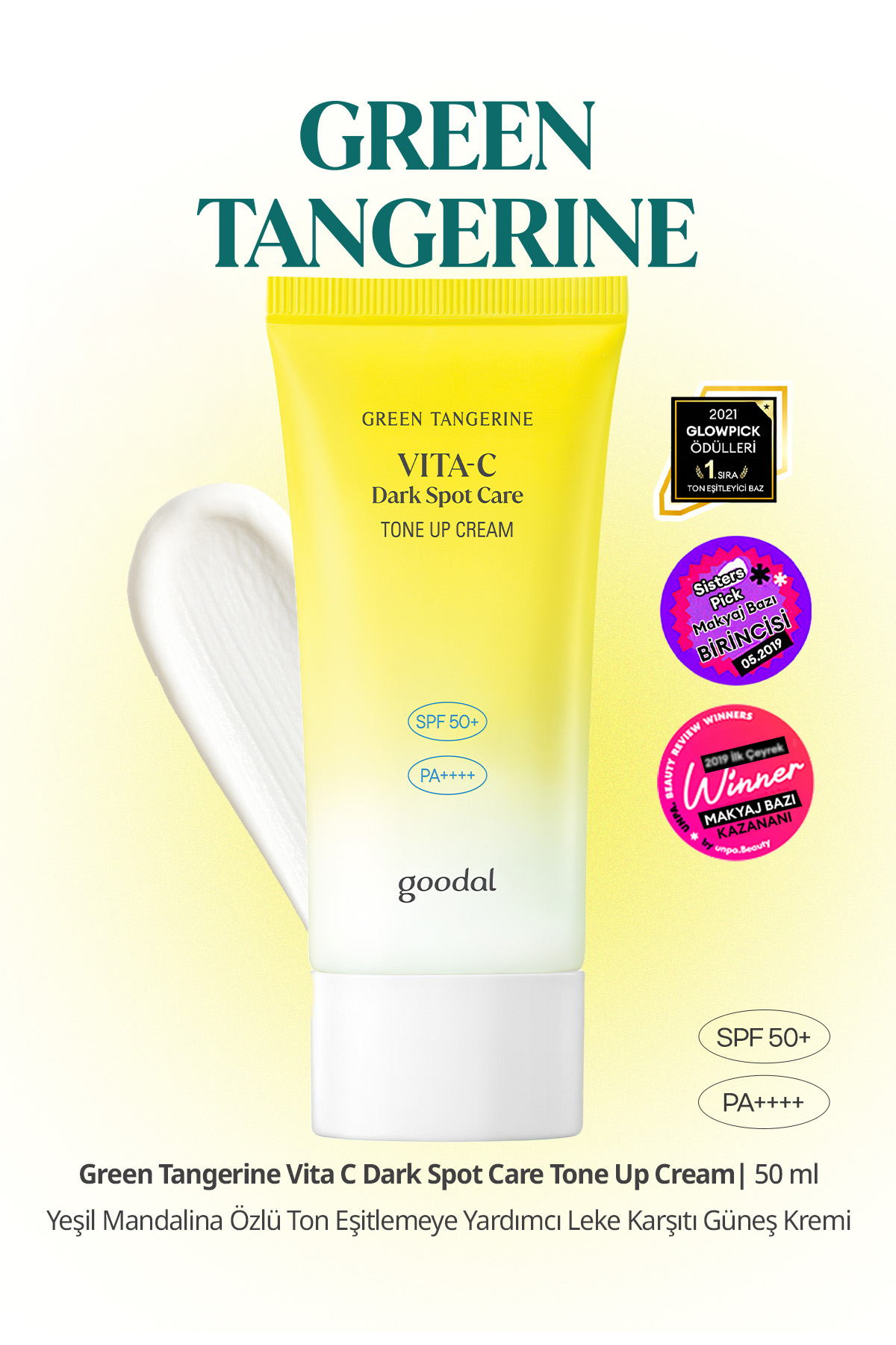 Goodal Ton Eşitleyici Leke Karşıtı Güneş Kremi GOODAL Green Tangerine Vita C Dark Spot Tone Up Cream SPF50+ — 8809828419566