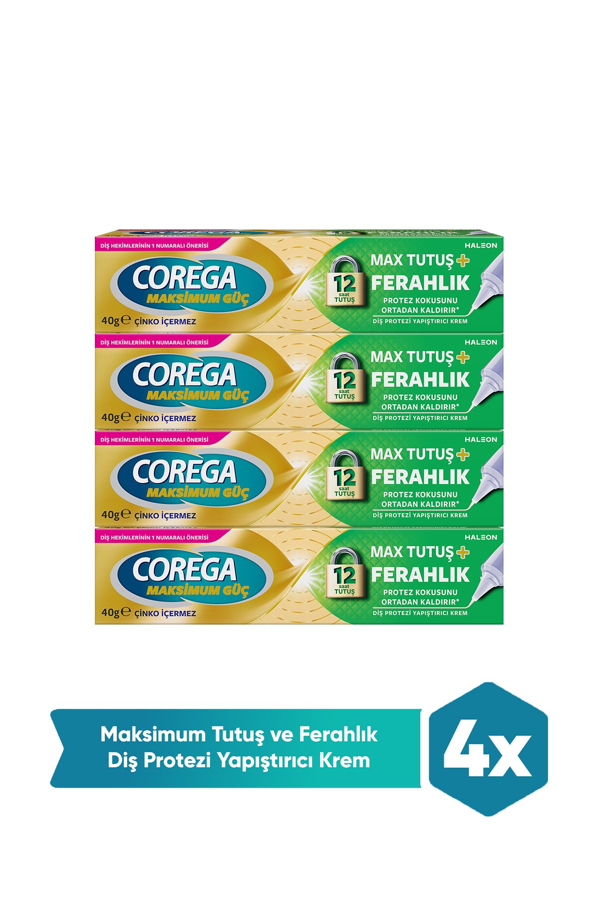 Corega Max Tutuş & Ferahlık Diş Protezi Yapıştırıcı Krem 40g X 4 Adet - Fiyatı, Yorumları