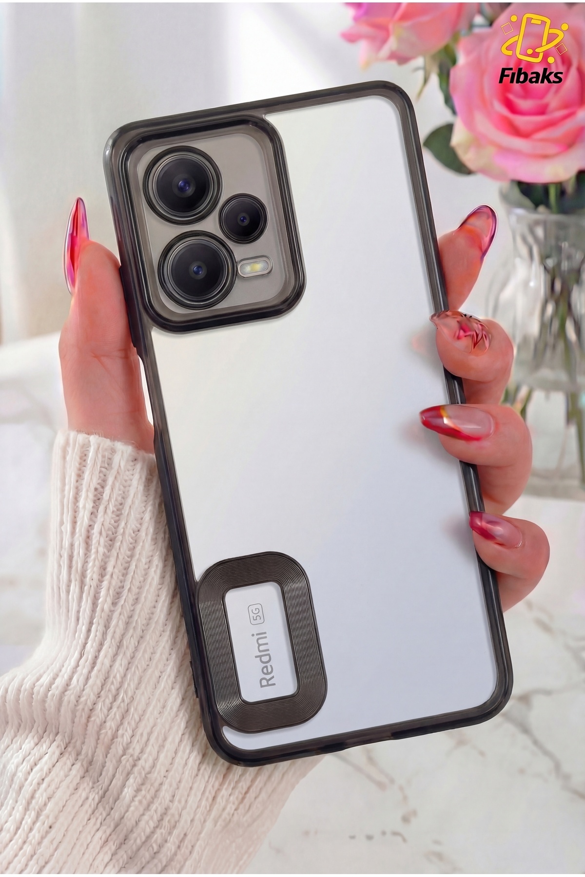 Redmi Note 12 Pro 5g Case Camera Glossy Cover With Lens Shielded Color Logo Black