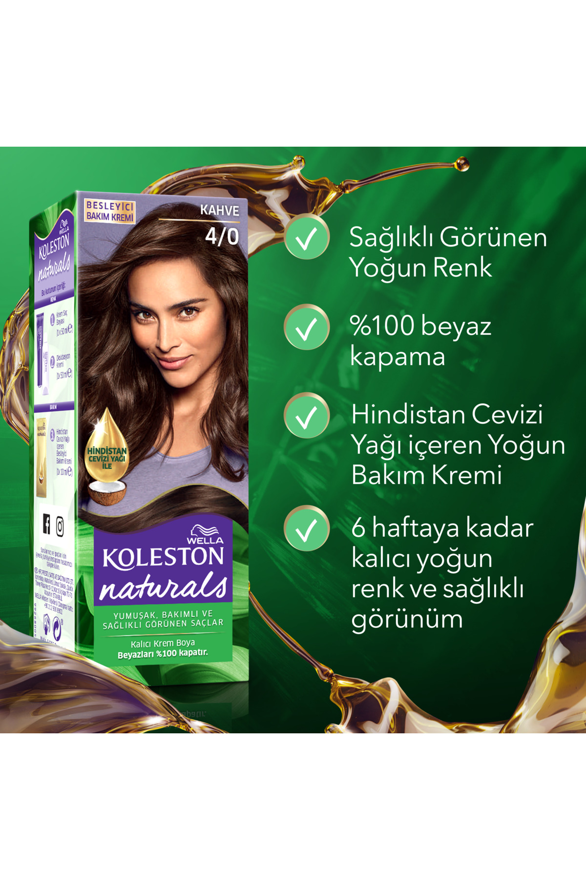 Koleston Naturals 4/0 Kahve Saç Boyası — قهوه‌ای KtWModel13-T — تصویر 5 از 8