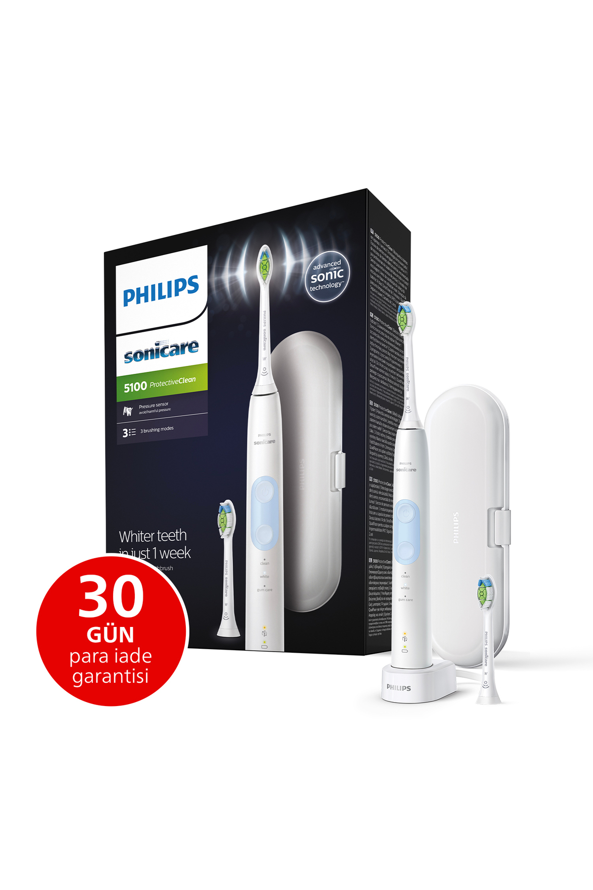 PHILIPS sonicare ProtectClean 本体 Philips Sonicare Protective Clean 5100 Şarjlı Diş Fırçası, 14 Gün