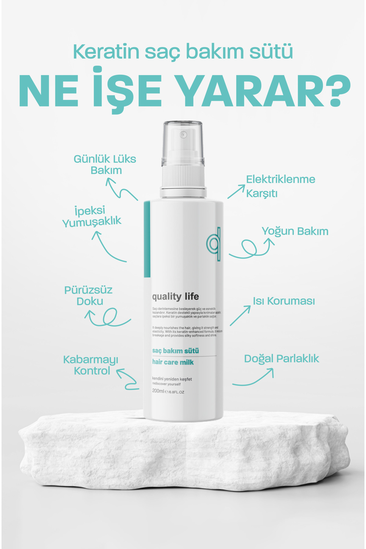 Milk Keratin Saç Bakım Sütü Sprey Keratin Milk Besleyici Kolay Saç Tarama Spreyi 200 ml — besleyici-keratin-kolajen-saç-bakı-sütü — تصویر 4 از 9