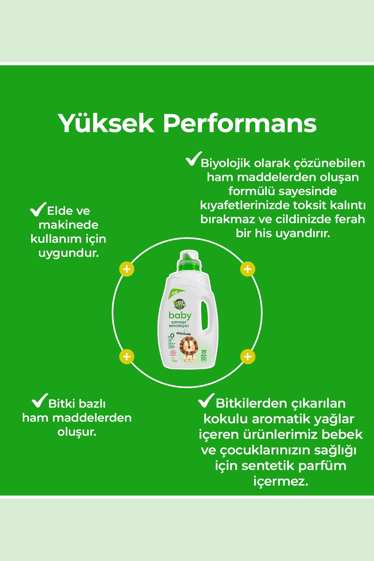 Just Green Organic Bebek Çamaşır Deterjanı,baby Çamaşır Temizleyici,bebekler Için %100 Doğal Ve Hassas Temizlik,1500 ml fotoğrafı 3 (önizleme)