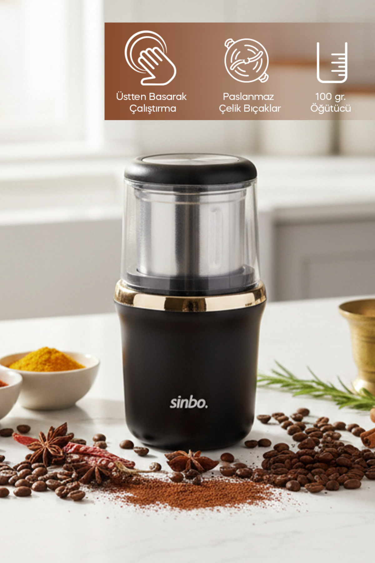SCM-2997COFFEE-SPICE GRINDER GOLD
