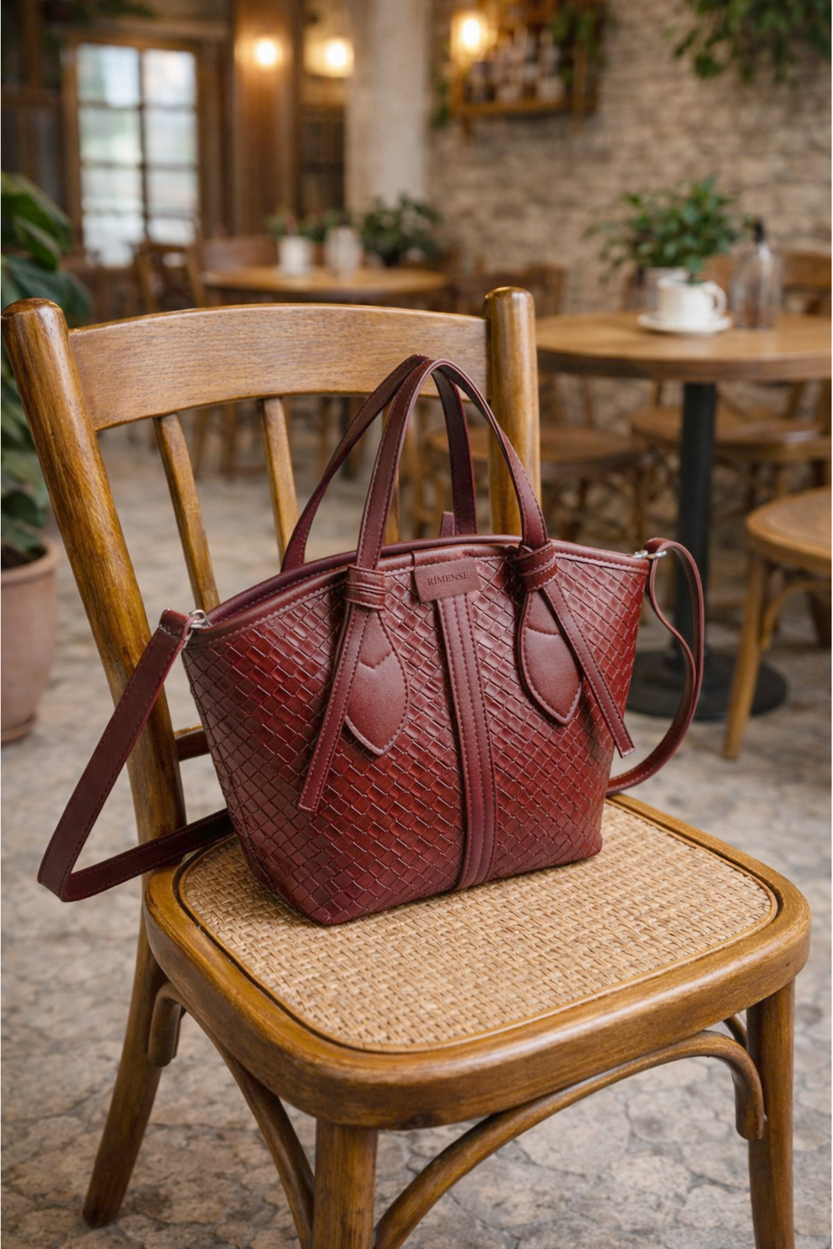 Women's Claret Red Zipper Lined Hand and Shoulder Bag