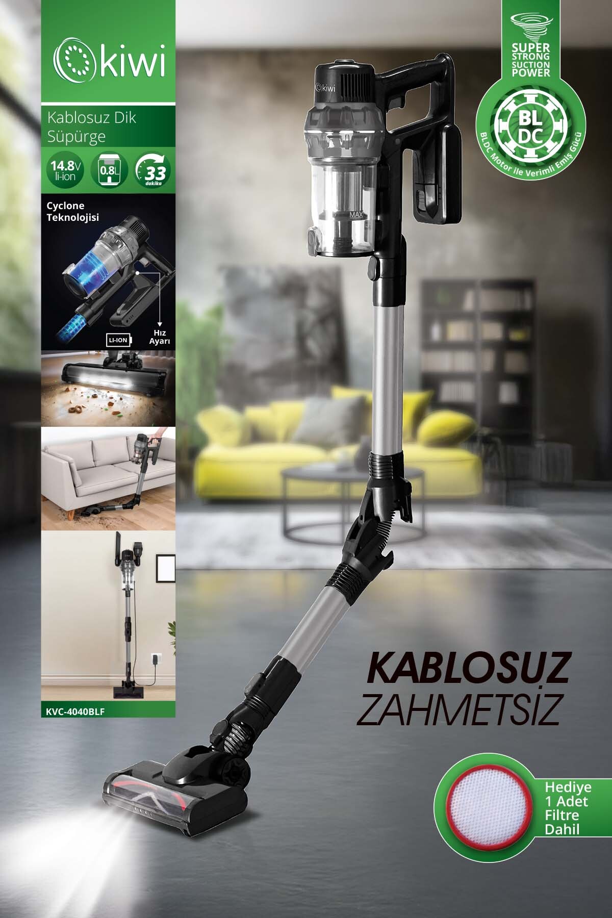 KVC-4040BLFFoldable Rechargeable Bldc Motor Upright Vacuum Cleaner
