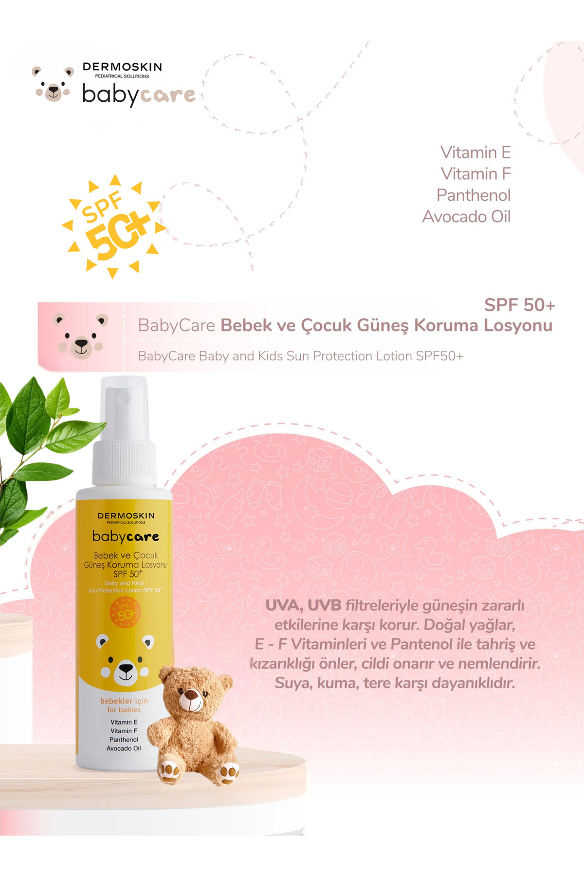 Dermoskin Babycare Bebek ve Çocuk Güneş Koruma Vücut Losyonu | Spf 50+ | Probiyotikli UVA & UVB | 100 ml fotoğrafı 2 (önizleme)