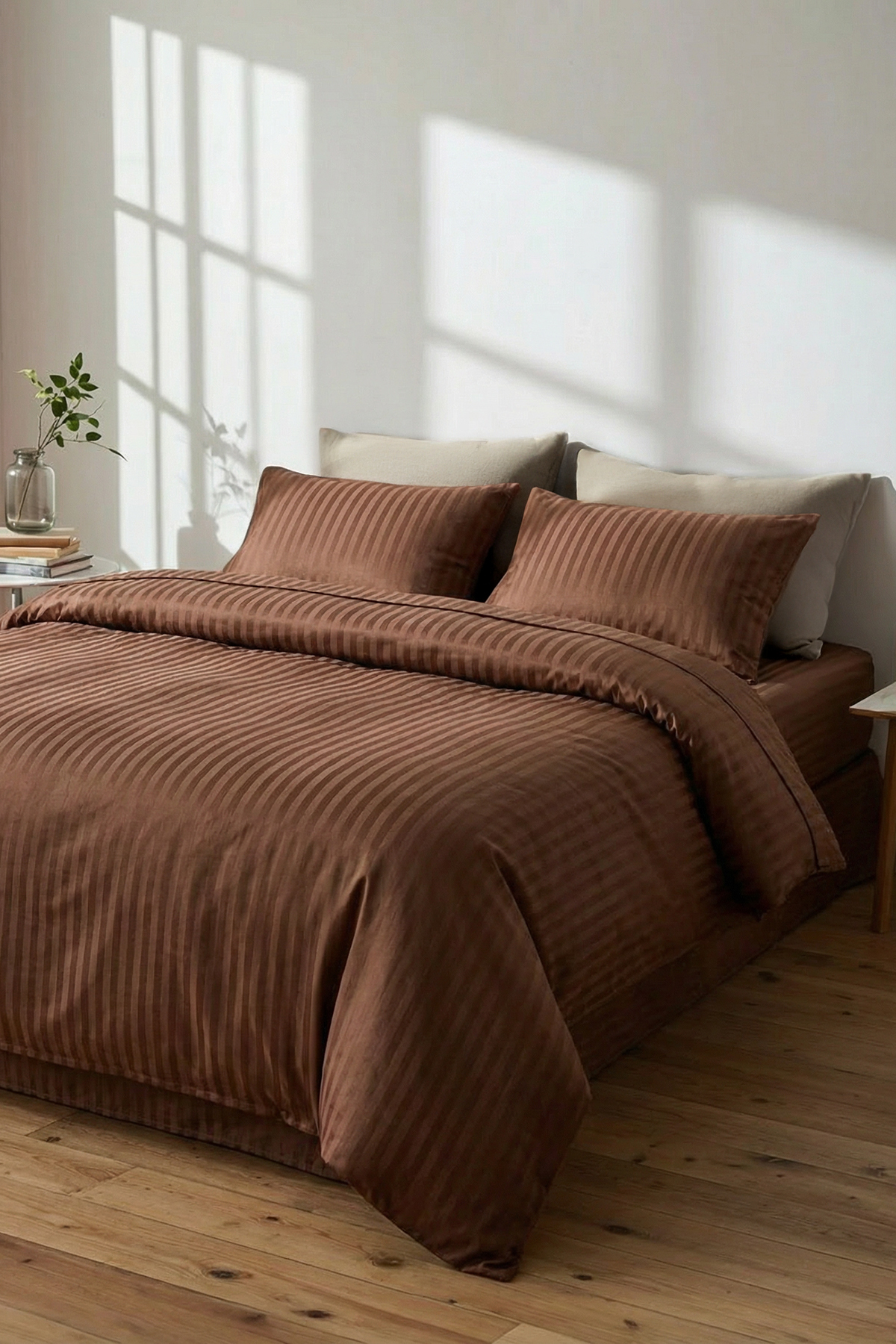 TRENDYOLMİLLA HOME Doppelbett-Bettbezug-Set aus gestreiftem Baumwollsatin, 20...