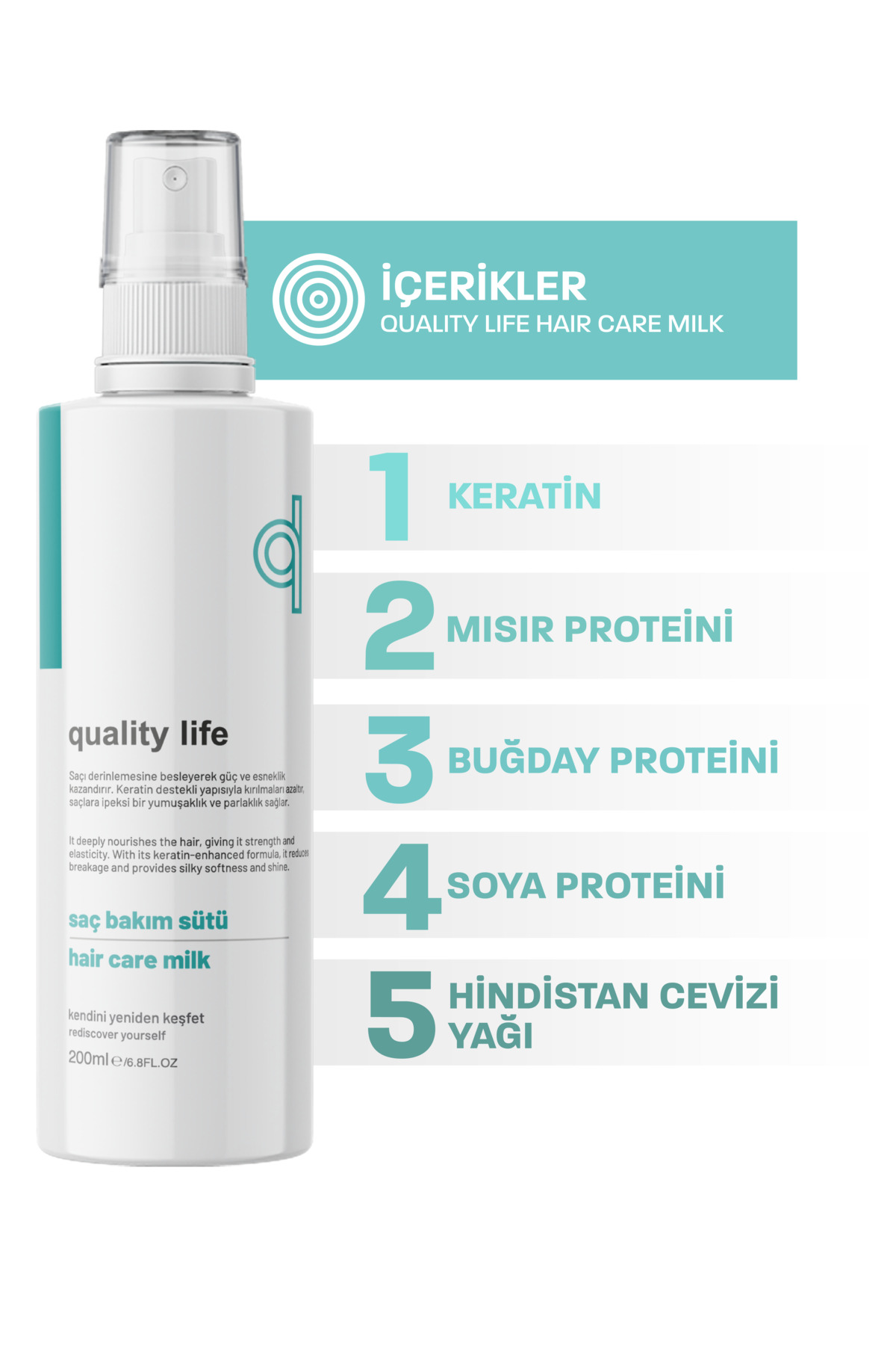 Milk Keratin Saç Bakım Sütü Sprey Keratin Milk Besleyici Kolay Saç Tarama Spreyi 200 ml — besleyici-keratin-kolajen-saç-bakı-sütü — تصویر 7 از 9