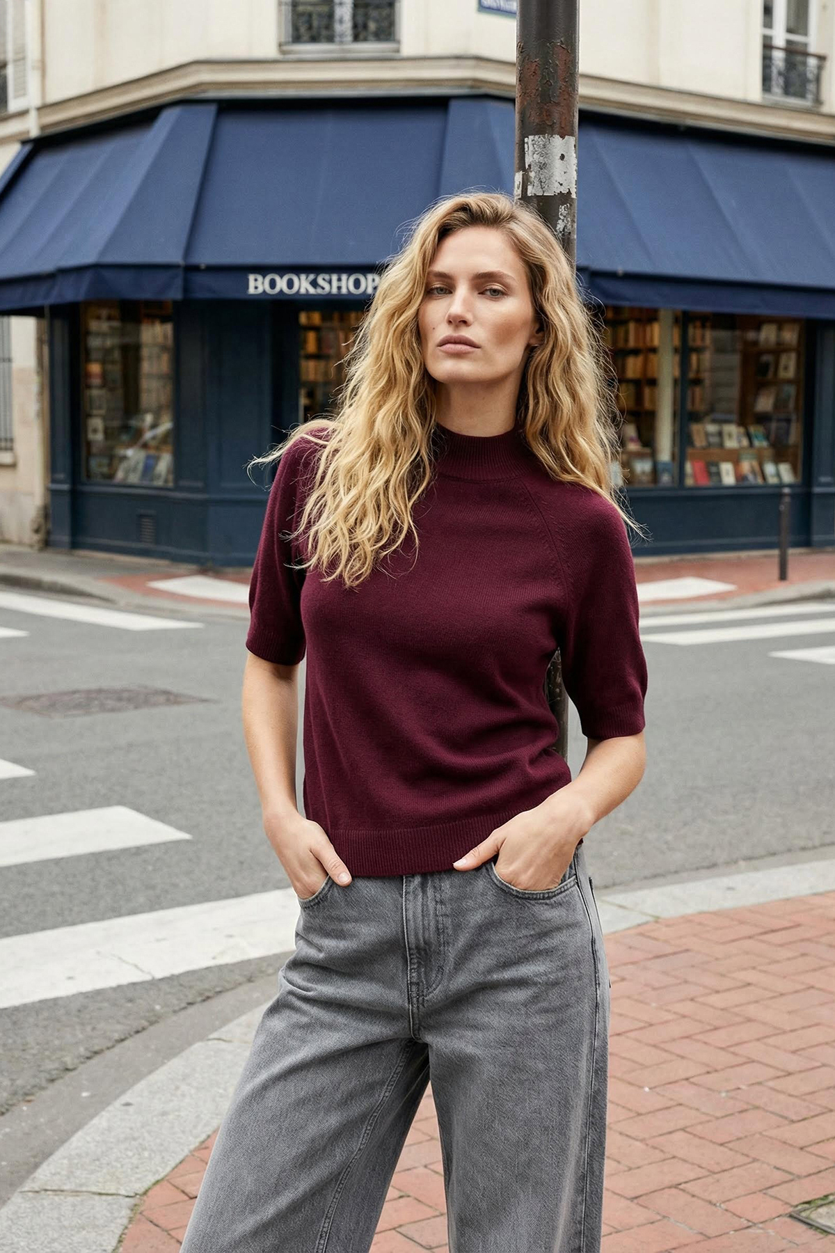 Trendyol Collection Burgunderrote, merzerisierte Premium-Garn-/Spezialgarn-Ba...