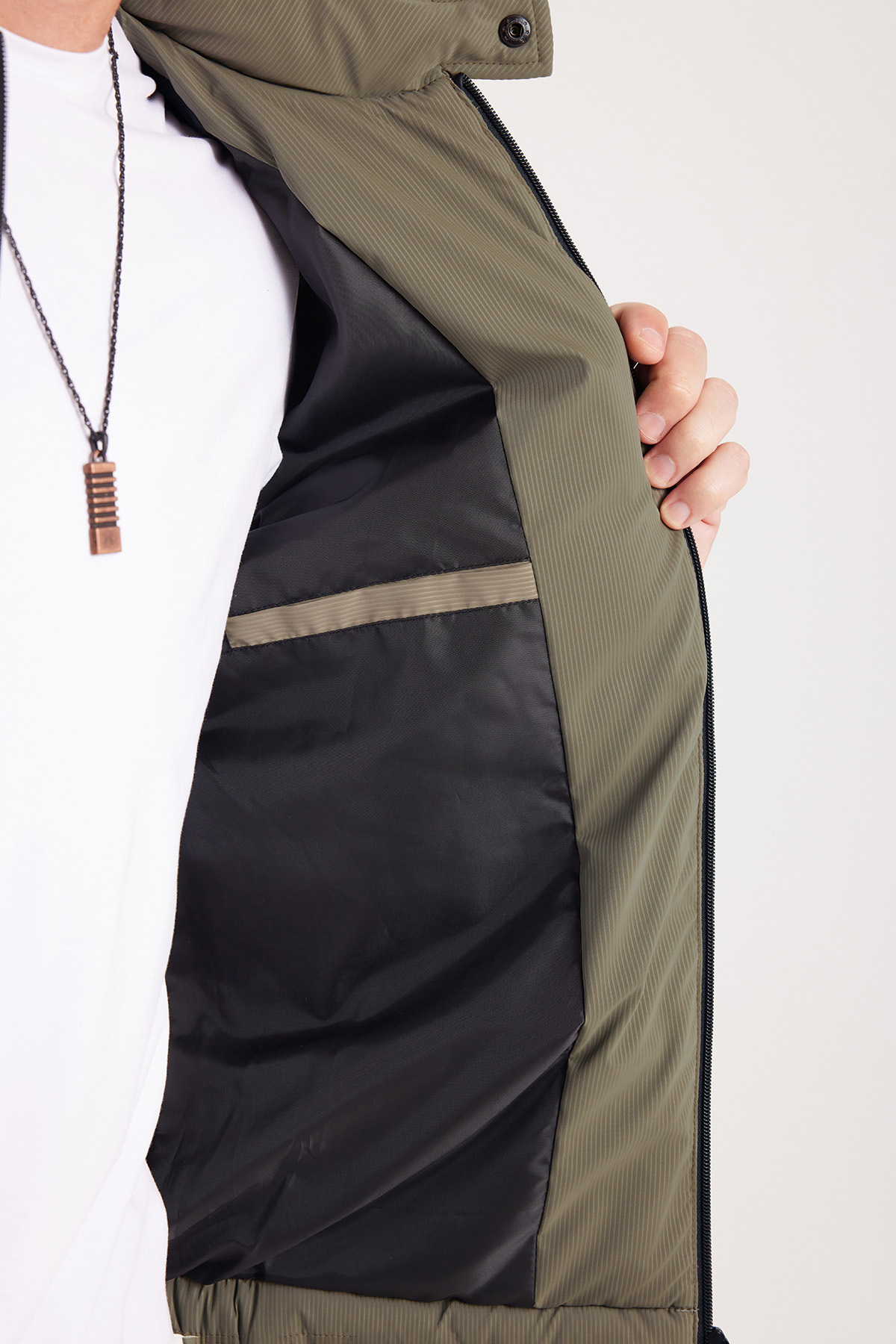 Tudors  Erkek Regular Fit Klasik Kesim Dik Yaka Çift Cepli Sıcak Tutan Haki Şişme Mont - Görsel 4