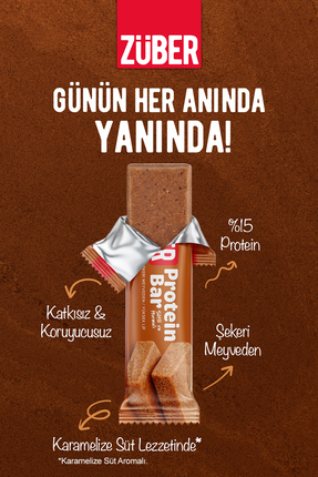 Züber Protein Bar Sütlü ve Hurmalı (Karamelize Süt Lezzetinde) 35g x 12 Adet