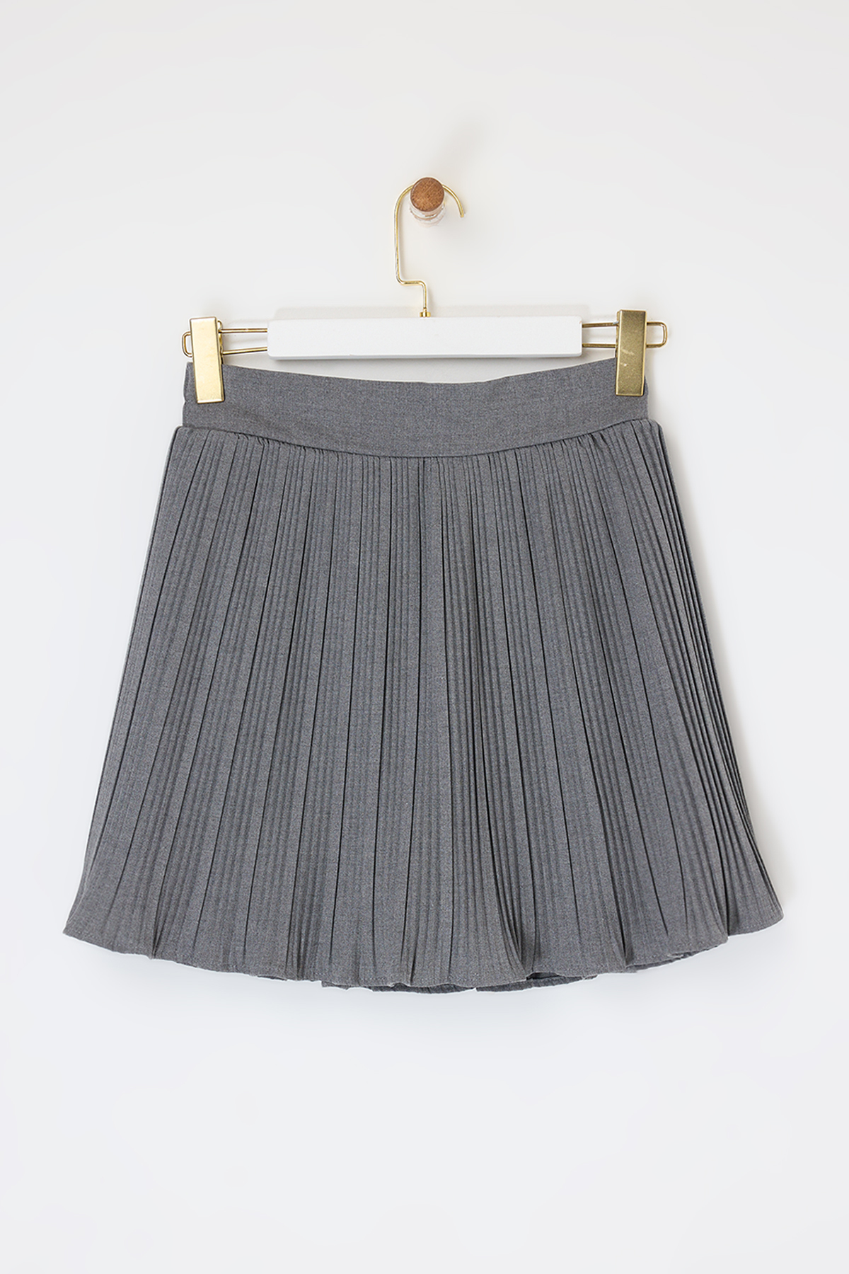 Trendyolmilla  Gri Piliseli Beli Lastikli Şort Etek TDRSS26SR00005 - Görsel 4