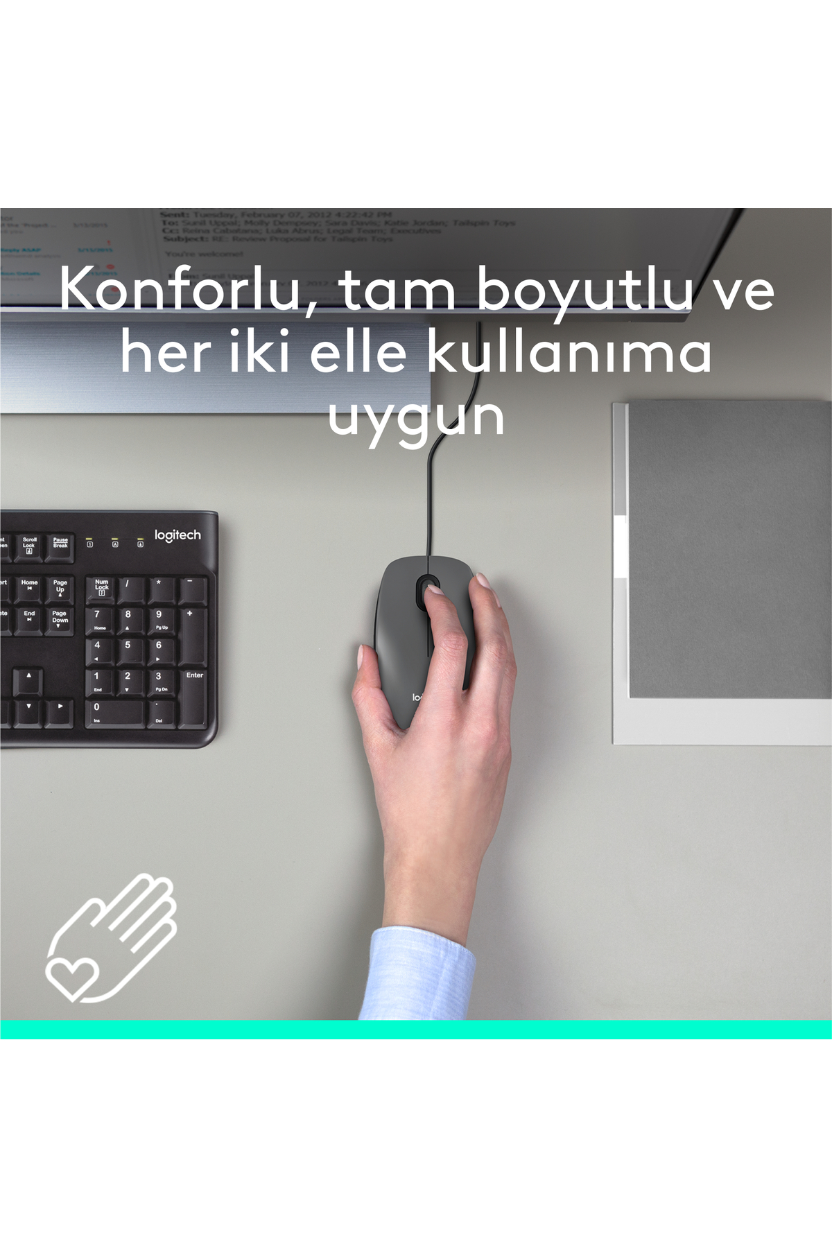 M100 USB Kablolu 1000 DPI Mouse, Siyah 910-006652 4