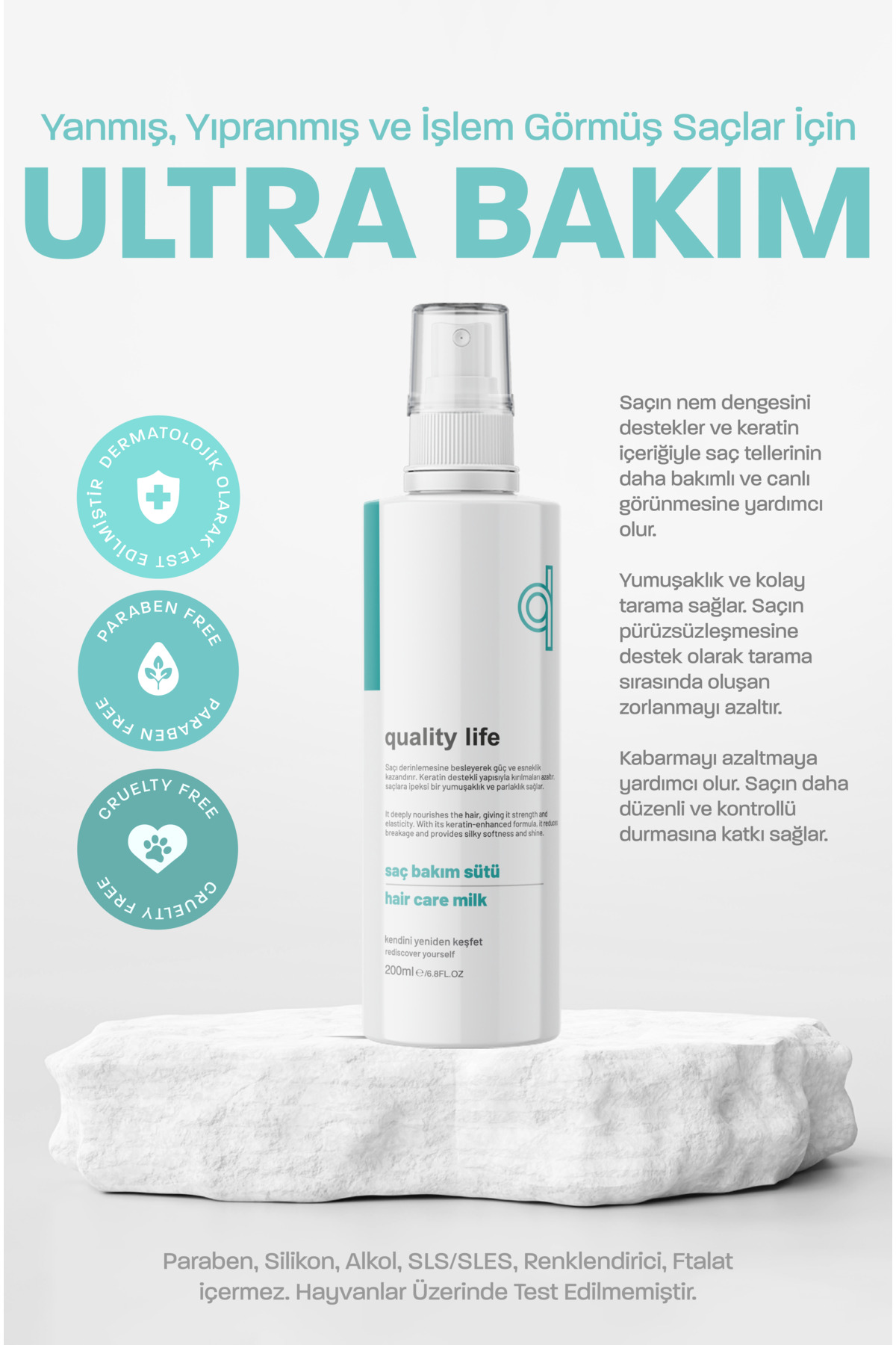 Milk Keratin Saç Bakım Sütü Sprey Keratin Milk Besleyici Kolay Saç Tarama Spreyi 200 ml — besleyici-keratin-kolajen-saç-bakı-sütü — تصویر 3 از 9