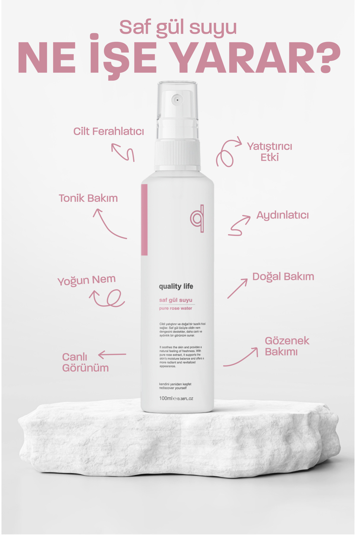 Gül Suyu Tonik Doğal Saf Gül Suyu Gözenek Sıkılaştırıcı Aydınlatıcı ve Arındırıcı Tonik 100 ml — gül-suyu-gözenek-sıkılaştırıcı-tonik — تصویر 3 از 7