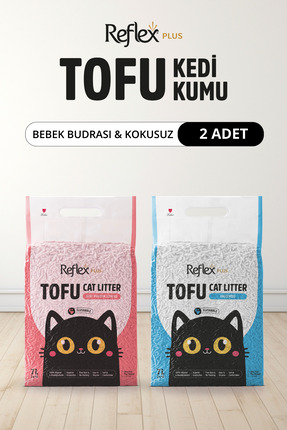 Reflex Plus Kokusuz & Bebek Pudrası Kokulu Tofu Kedi Kumu 7L x 2 Adet