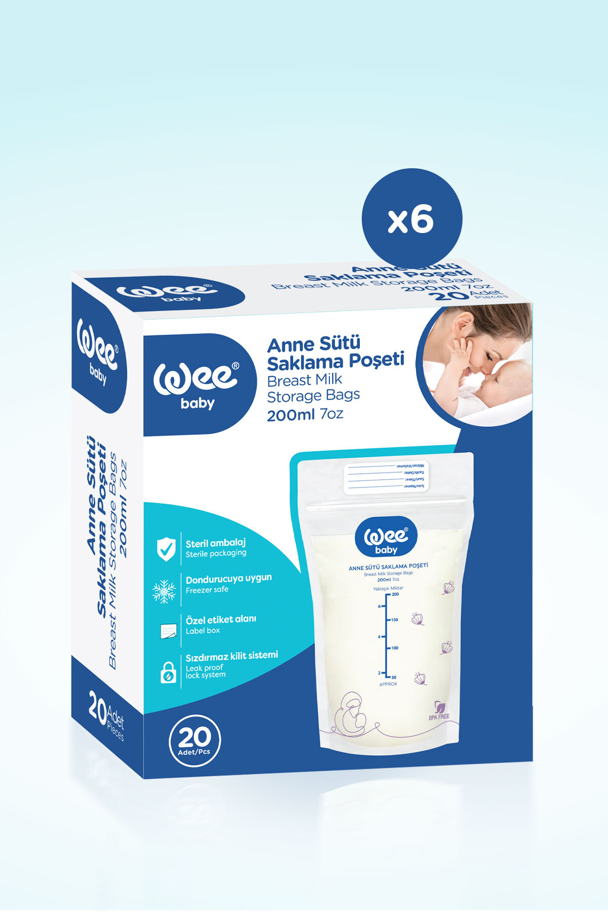 Wee Baby Süt Saklama Poşeti Seti (20x6 120 Adet) fotoğrafı 3 (önizleme)