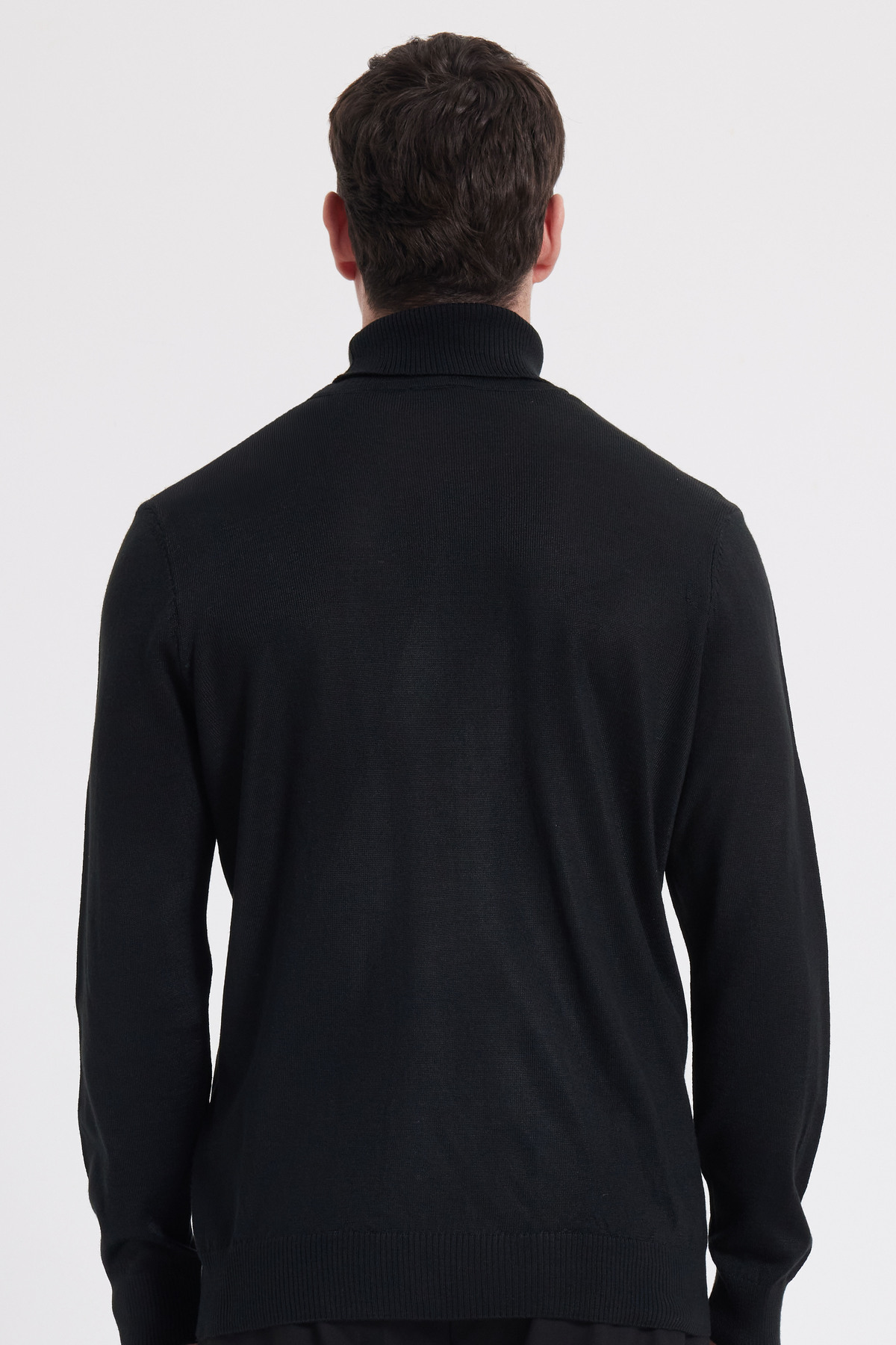 Tudors  Erkek Slim Fit Dar Kesim Tam Boğazlı Yaka Düz Yün Kazak - Görsel 8