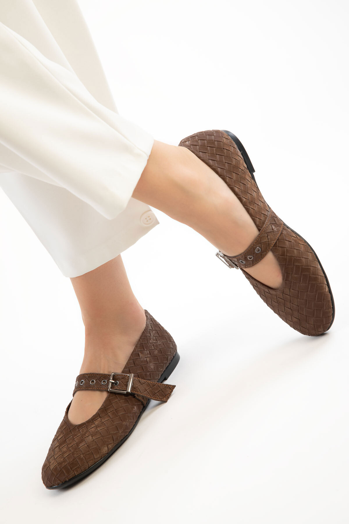 Brown Women's Flat Shoes 21354