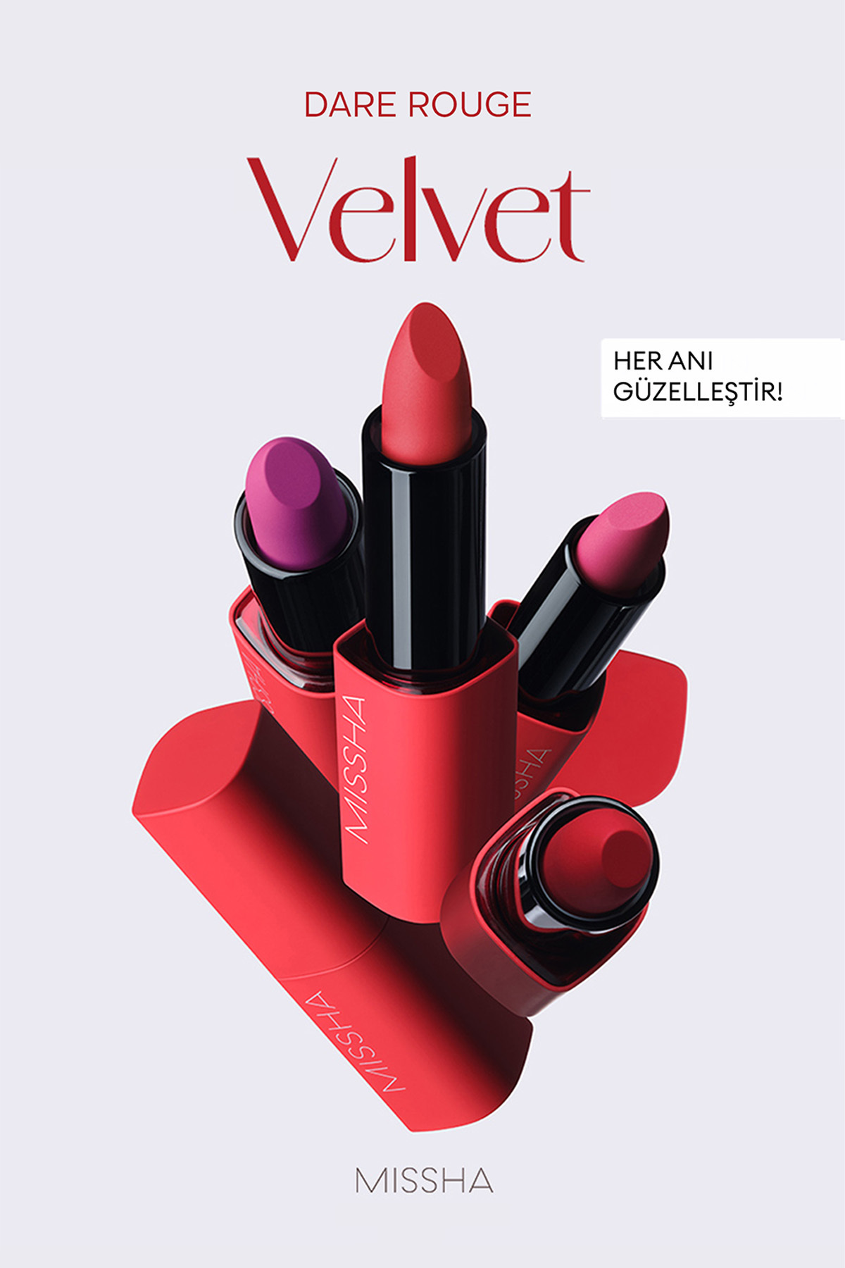 رژ لب میشا Dare Rouge Velvet با رنگدانه غلیظ، اثر بلور و پایان مخملی مرطوب (شماره 21 بیژیک)