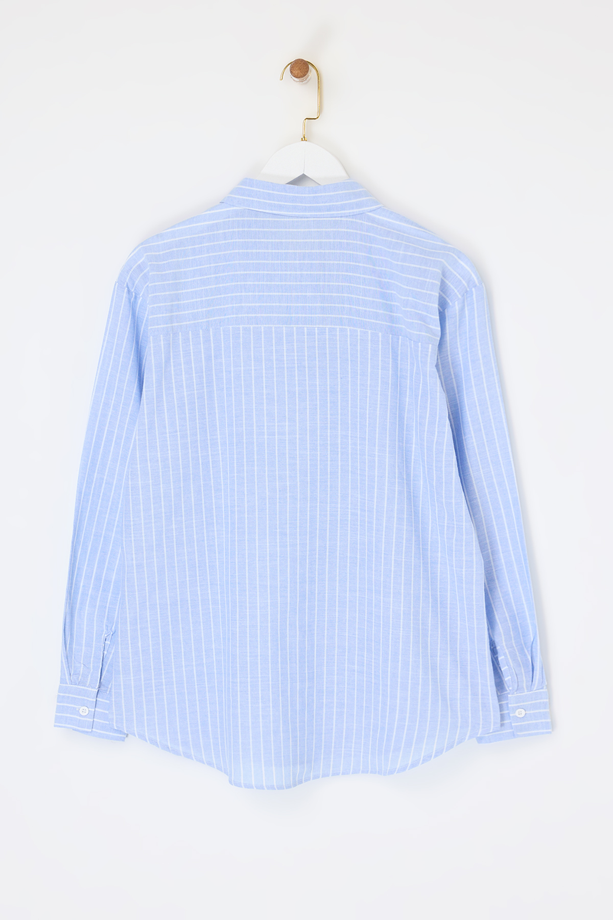 Trendyolmilla  Mavi Dar Çizgili Flamlı Pamuklu Gömlek TDRSS26GO00005 - Görsel 2