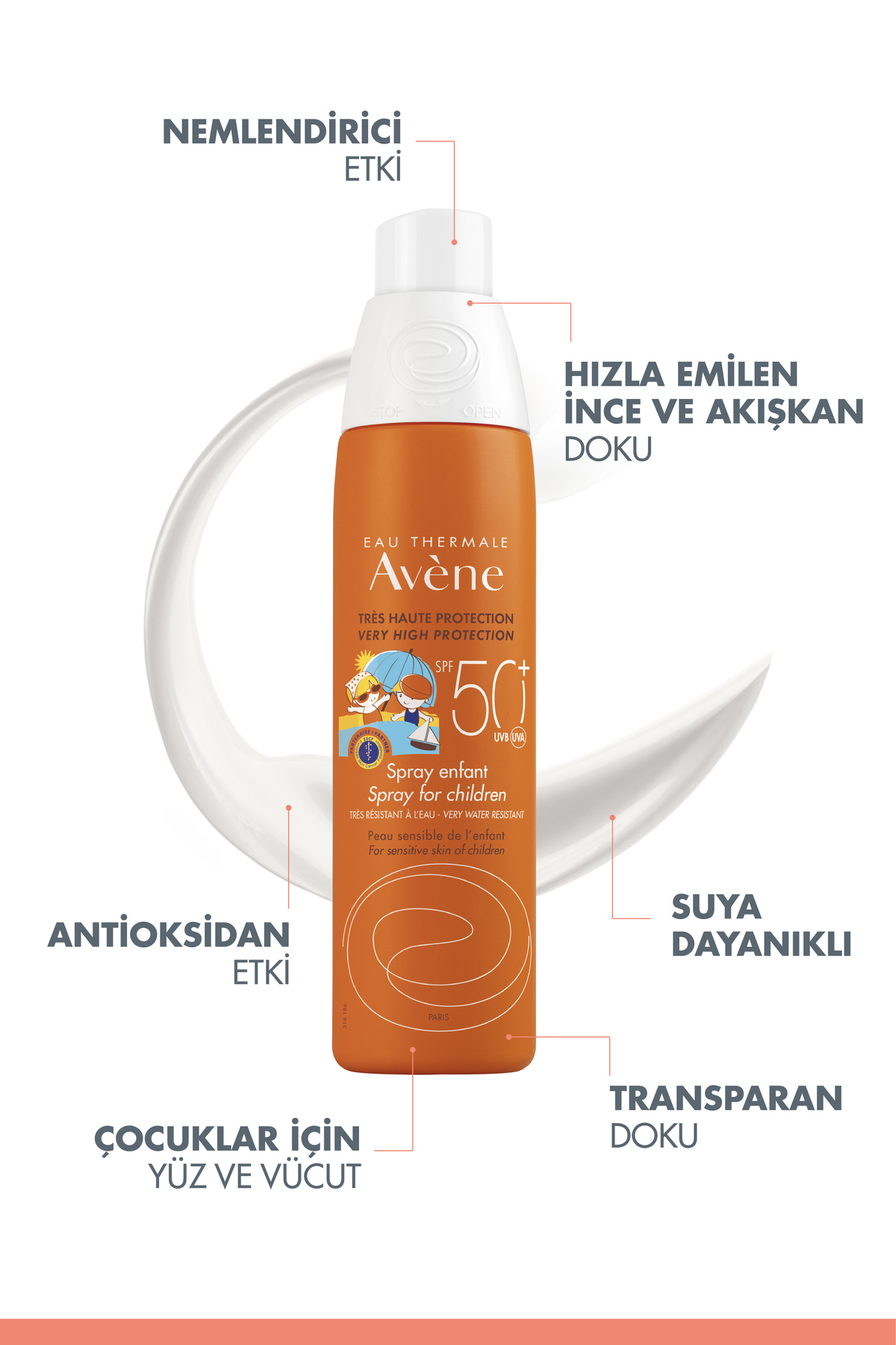 Avene Çocuk Sprey Güneş Kremi SPF 50+ Vücut için Yüksek Koruma Sağlayan Hassas Güneş Kremi 200 ml fotoğrafı 3 (önizleme)