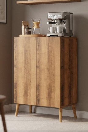 Monte Sehpa Luce Çok Amaçlı Dolap Midi Ceviz Mutfak, Banyo, Balkon, Kiler, 4 ...