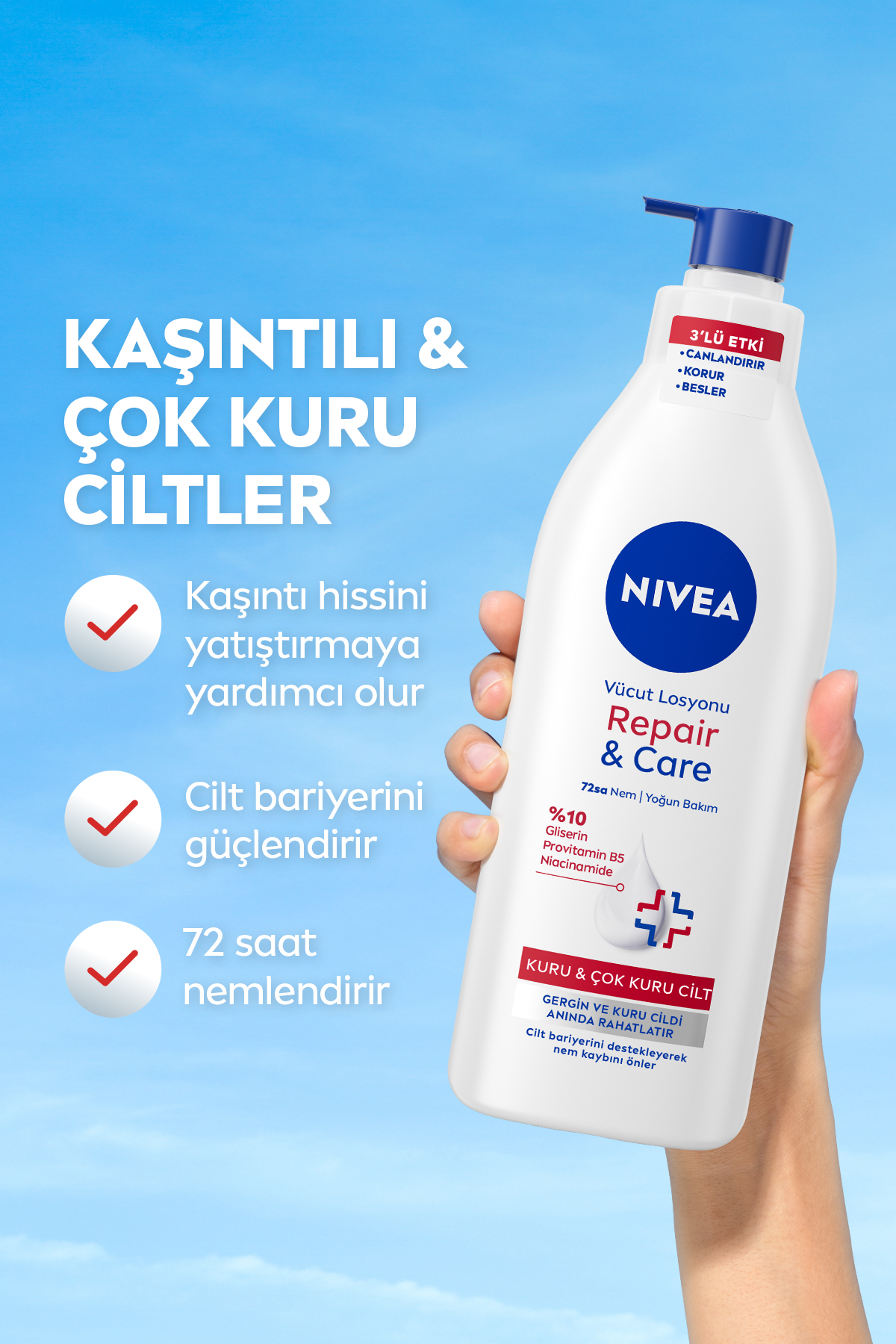 Repair Care Nemlendirici Vücut Bakım Losyonu 400ml, Kaşıntılı Hassas Cilt, X2 Adet, Çanta Hediye — SET.NVE.1346 — تصویر 2 از 5
