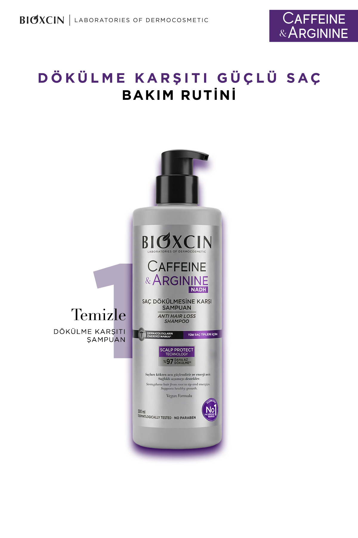Caffeine & Arginine NADH Şampuan 500 ml – Saç Dökülmesine Karşı Bakım - Kafein, Arjinin — 5007257 — تصویر 6 از 6