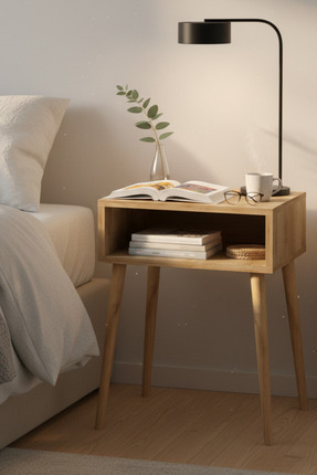 Monte Sehpa Fiona Komodin Ahşap Ayak