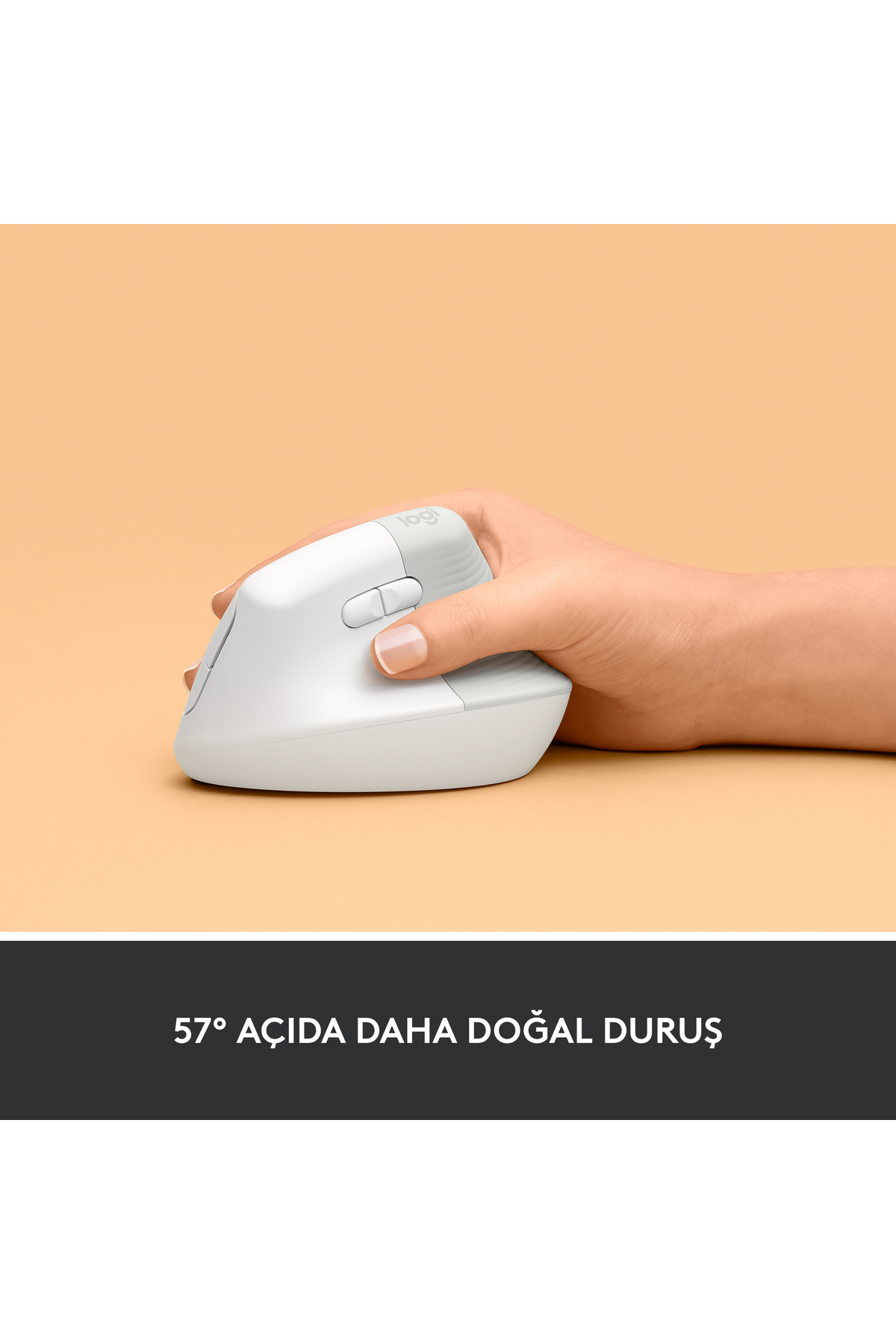 Lift Sessiz Kablosuz Ergonomik Dikey Mouse, Beyaz 910-006475 4