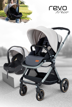 Huggy Revo 5 in 1 Çift Yönlü Travel Sistem Bebek Arabası Bej