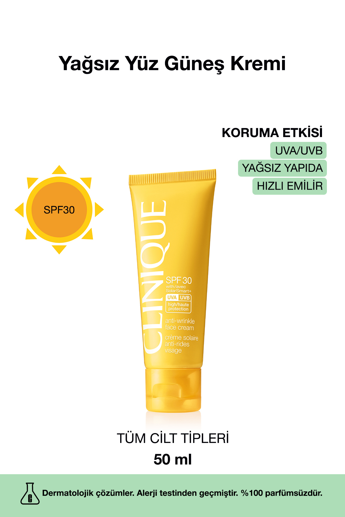 Clinique Yağsız Yüz Güneş Kremi SPF 30 50 ml