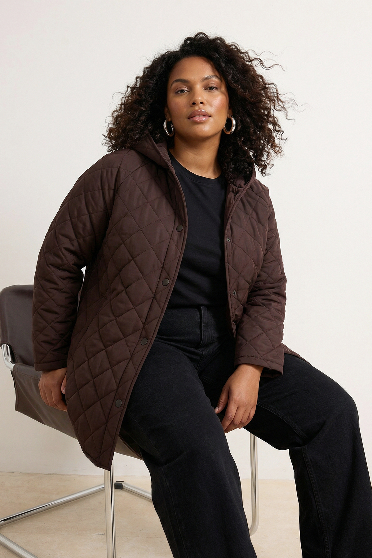 Trendyol Curve Dunkelbrauner Mantel in normaler Größe, Übergröße TWOAW26AW00009