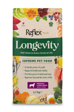 Reflex Plus Longevity Orta ve Büyük Irk Yetişkin Köpek Maması 2700g