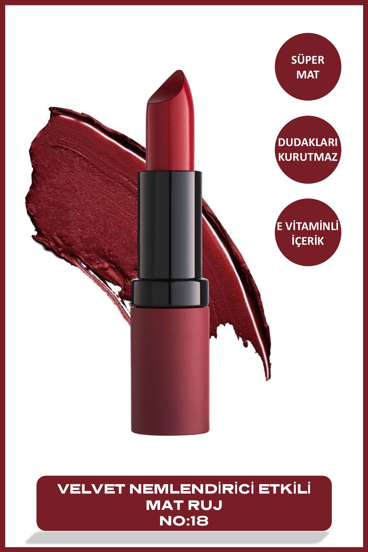 Golden Rose Velvet Matte Lipstick No: 18 - Yoğun Pigmentli Kadifemsi Mat Ruj — صورتی RGVM