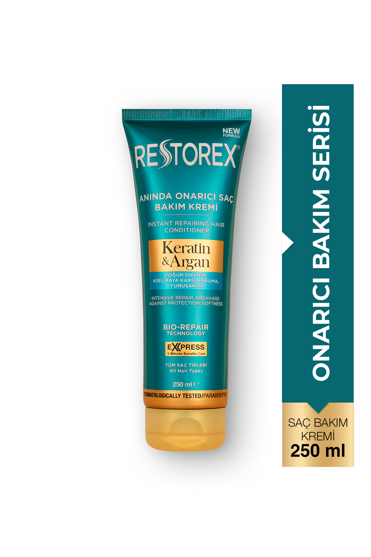 Restorex Keratin & Argan Onarıcı Saç Bakım Kremi 250 ml – Anında Onarım — 8680512632993